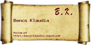 Bencs Klaudia névjegykártya